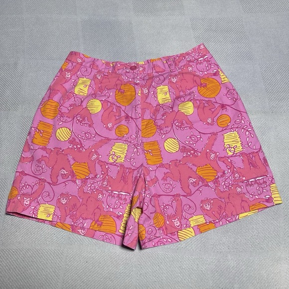 Lilly Pulitzer Pants - Vintage Lilly Pulitzer Monkeys & Lanterns Pink Yellow Orange Shorts Sz 6 Petite